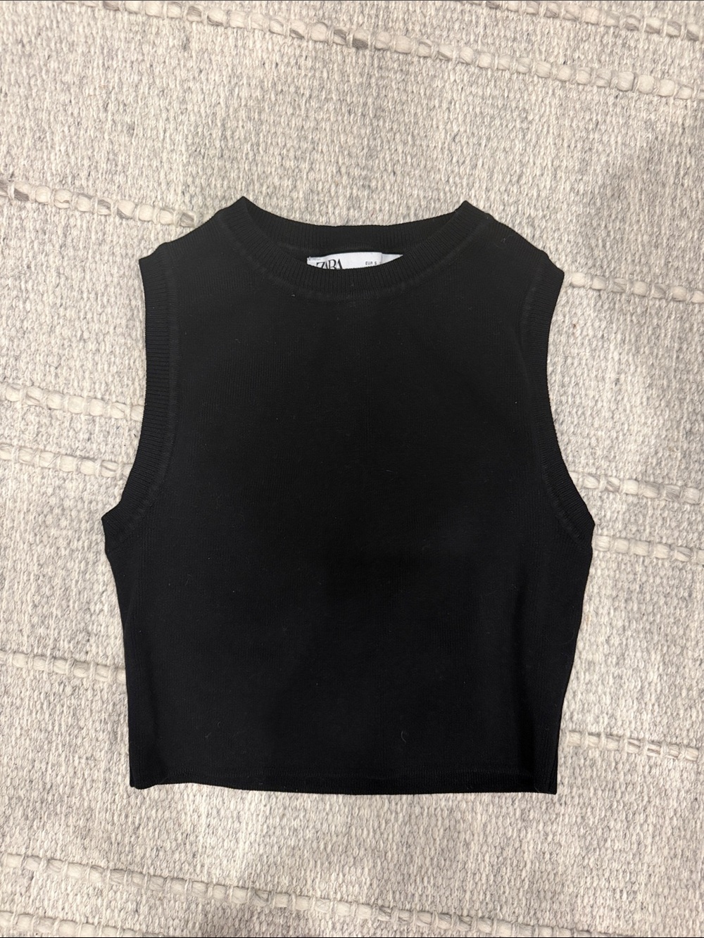 Zara Black Ribbed Sleeveless Crop Top